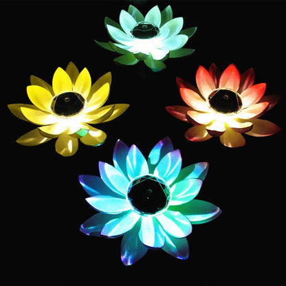 Solar Powered LED Flower Light Floating Fountain Pond Garden Pool Lamp Realistic Lotus shape Led Bright Lamps Bulb