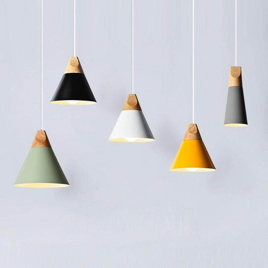 Modern Wood Pendant Lights LED Hanglamp Colorful Pendant Lamps For Restaurant/Bar Lighting Luminaire Home Decoration Lamparas