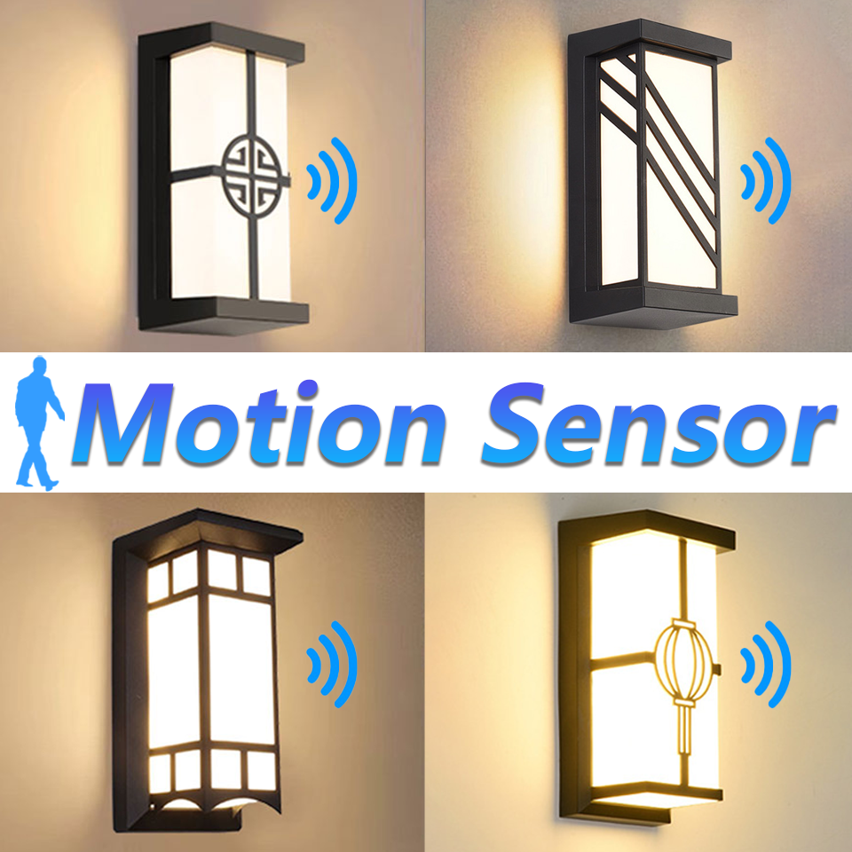 Outdoor Lamps Motion Sensor Wall Light Waterproof AC85-265V 16/30W Exterior Wall Lamp For Garden Light Street Lamp