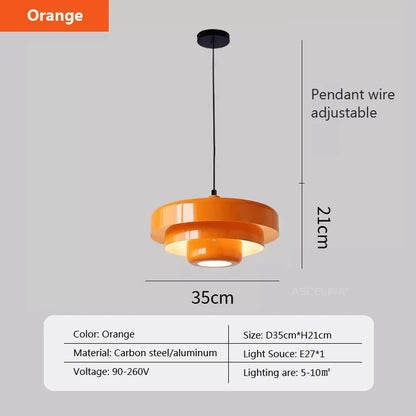 Nordic LED Pendant Light Macaron Carbon Steel Aluminum White Dark Green Orange Illuminations For Restaurant Living Rooms Fixture
