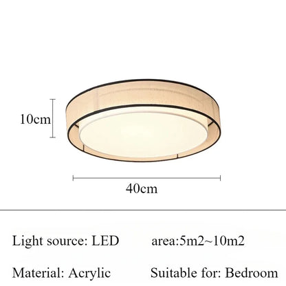 LED Bedroom Ceiling Light Study Living Room LED Lamps Itchen Dining Table Lighting Circular Shape Fabric Lampshade