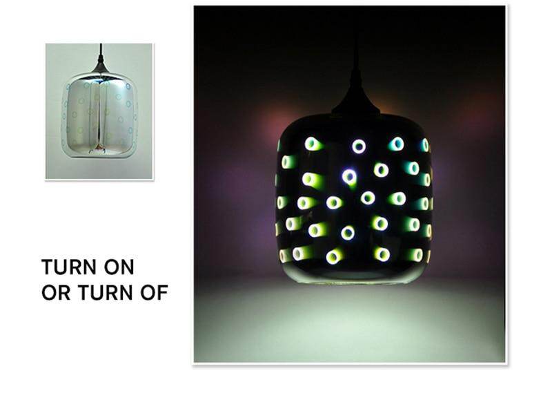 Modern 3D Colorful Nordic Starry Sky Hanging Glass Shade Pendant Lamp Lights E27 LED For Kitchen Restaurant Living Room