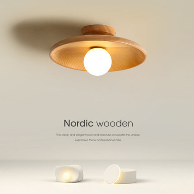 Modern Wooden Ceiling Light Log Color Walnut Wood Ceiling Lamps Surface Ceiling Lighting G9