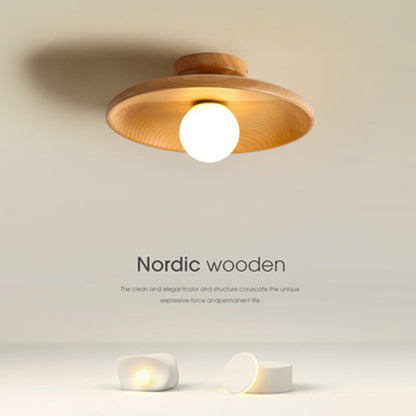 Modern Wooden Ceiling Light Log Color Walnut Wood Ceiling Lamps Surface Ceiling Lighting G9