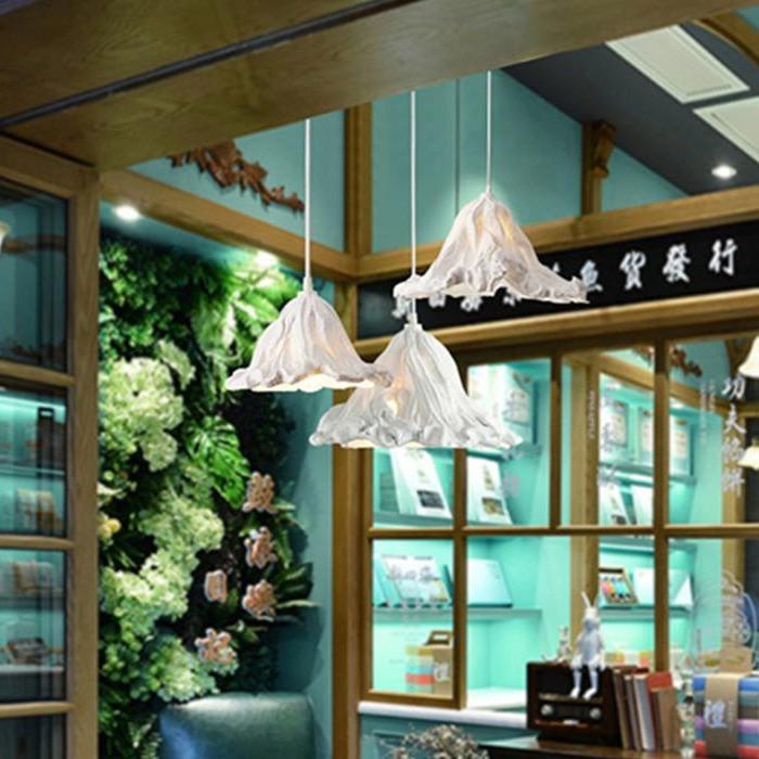 Retro Creativity Withered Lotus Leaf Branch Lamp Village House Decorative Chandelier Engineering Custom Lamp