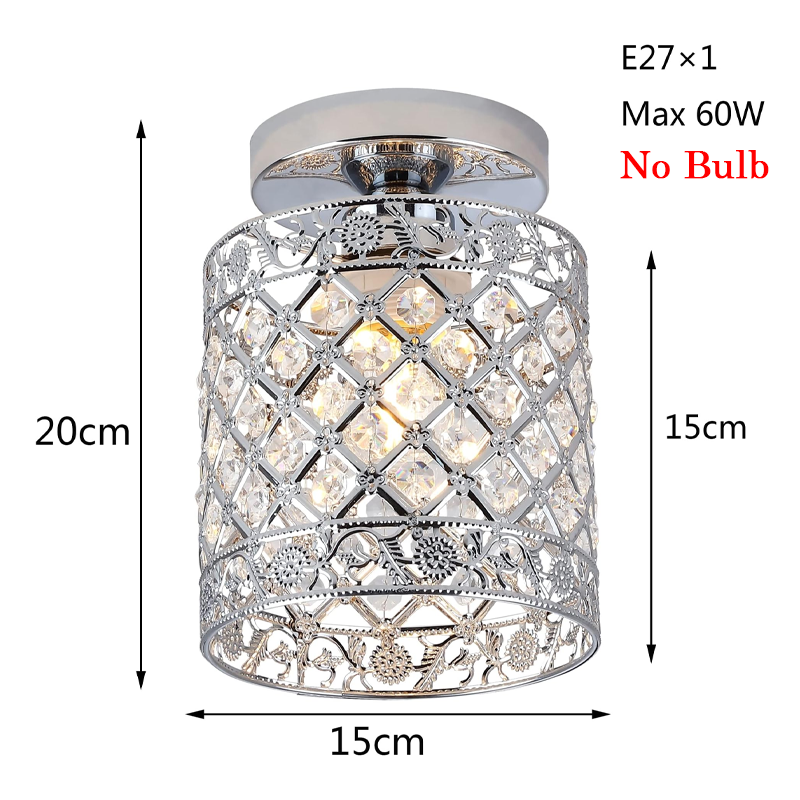 Modern Crystal Ceiling Lamp Silvery Ceiling Light E27 Max 60W Corridor Eliving Room Entry Door Bedroom Lamps Decorative Lights