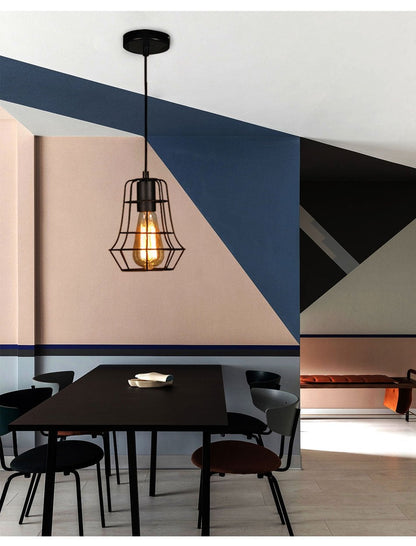 Modern Pendant Light Black Iron Hanging Cage Vintage Led Lamp E27 Industrial Loft Retro Dining Room Restaurant Bar Counter