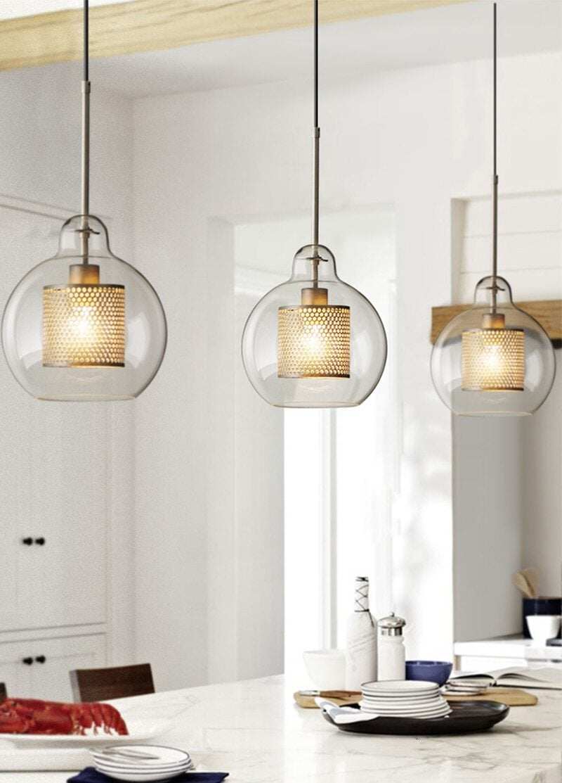Nordic Modern Simple Glass Ball Single Head E27 LED Pendant Lights Personality Decorative Lighting For Living Room Bedroom Cafe