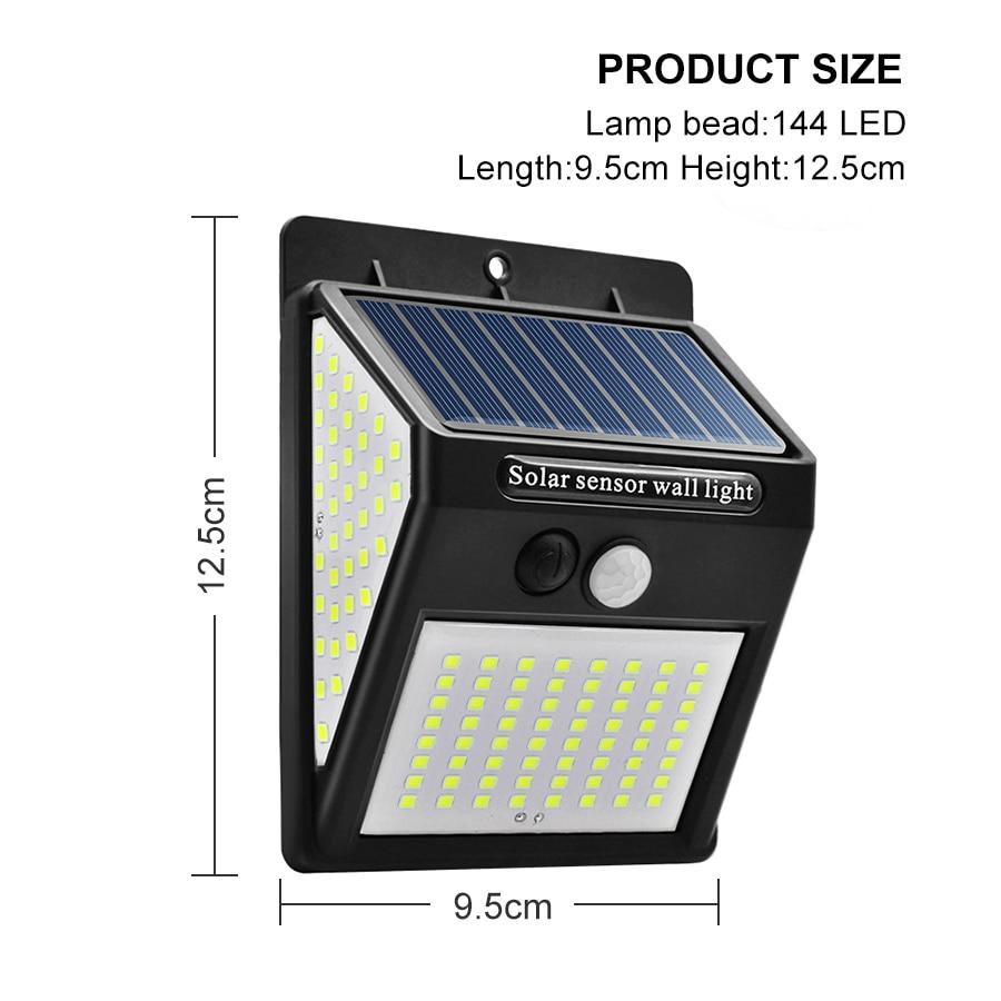 100/144 LED Outdoor Solar Wall Lamp PIR Motion Sensor Waterproof Light Garden Path Emergency Security Light 3 Sided Luminous