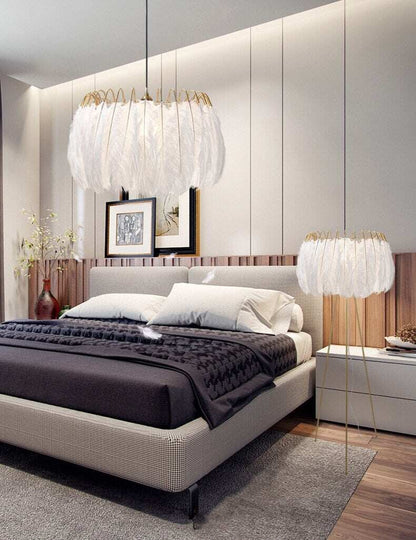 Feather Lamp Modern Nordic  Fairy Feather Chandelier Lamp Loft Pendant Lamp Lights Living Suspension Lighting Fixtures