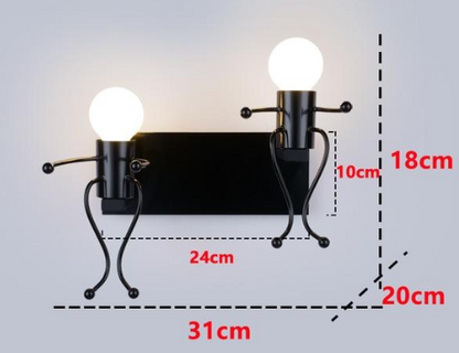 Modern Cartoon Doll Wall Light Fixtures LED Creative Mounted Iron  Bedside Sconce Lamp for Kids Baby Room Living Room ZBD0008