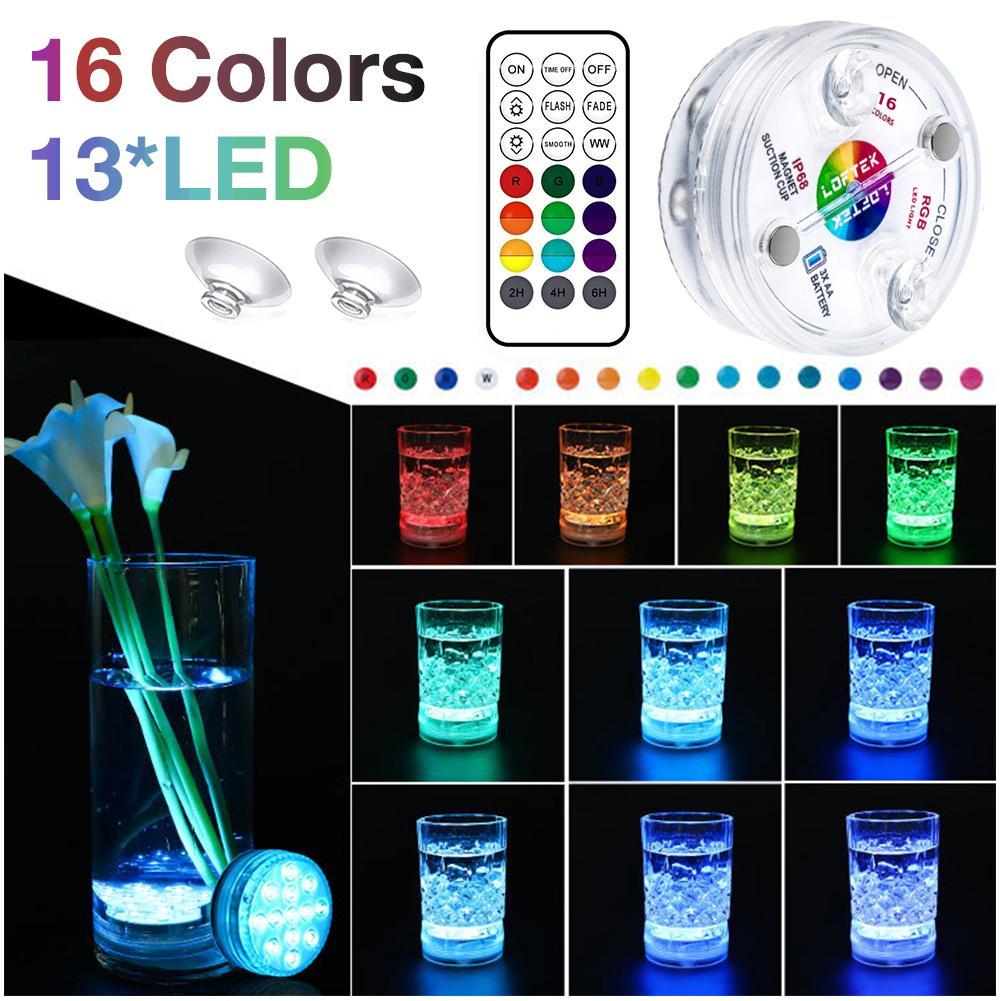16 Color Underwater Light LED RGB Submersible Swimming Pool Lamp IP68 Waterproof With RF Remote for Fish Tanks Aquariums