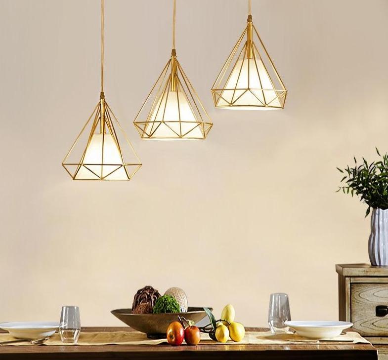 Gold Color Pendant Lights Triangle Shape Nordic Style 1head/3heads  Hanging Lamp Simple Metal Lights Fixtures Deco Abajur