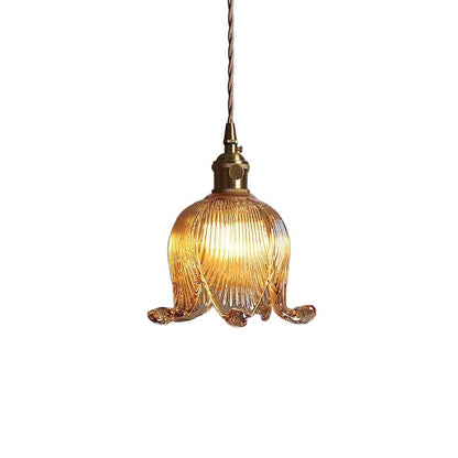 Vintage Creative LED Pendant Light Fixtures Home Deoor Reading Bedroom Knob Switch Loft Flower Glass Hanging Wall Lamp Luminaire