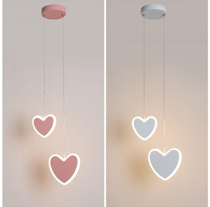 creative cute heart-shaped LED pendant lights net red shop/aisle/bedside children's lamp restaurant bar 2 head pendant lamp
