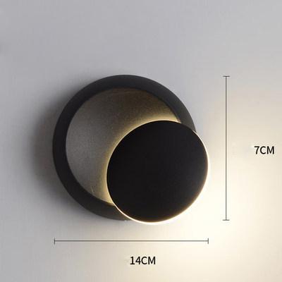 360 Degree Rotary Square Round Bedside Lunar Eclipse Wall Lamp Black and White Living Room Background Wall Stair Decorative Lamps