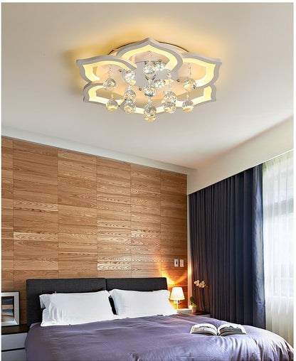 Crystal Led Acrylic Ceiling Light Dining/Living Room Bedroom Flower Crystal Luminaire Vintage Luxury Elegant Bluetooth
