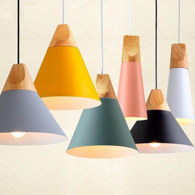 Nordic Modern Macaron Combination Wooden Pendant Lamp Loft Restaurant Cafe Decoration Pendant Light Bedroom Bedside Hanging Lamp