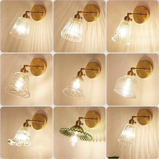 Nordic Retro Livingroom Bedroom Bedside Full Copper Wall Lamp