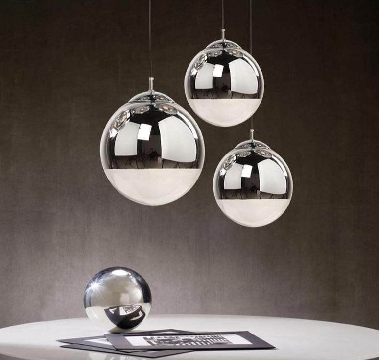 Modern Pendant Lights Silver Mirror Ball Hanglamp Globe Glass Led Lamp Kitchen Living Room Bedroom Home Suspension Luminaire