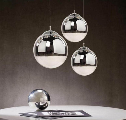 Modern Pendant Lights Silver Mirror Ball Hanglamp Globe Glass Led Lamp Kitchen Living Room Bedroom Home Suspension Luminaire