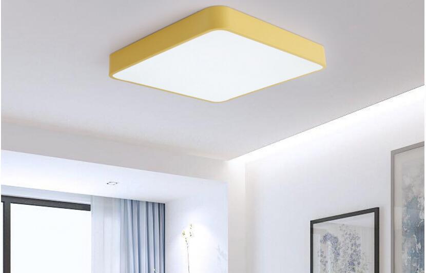 Modern LED Ceiling Light Ultra-thin Colorful Square  Iron Acrylic Kitchen Bedroom Indoor Dustproof Lighting Fixture