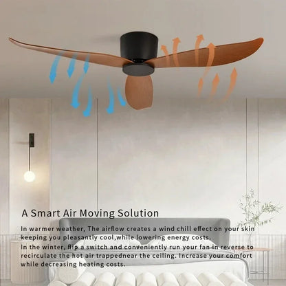 Modern Ceiling Fan Without Lights DC Motor Low Floor Loft Remote Control Simple Decorative Fan No Light Low Floor Loft