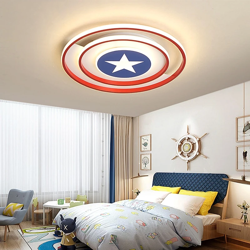 New Modern Red/Blue Stars Led Ceiling Lights Lamp For Child Bedroom Study Room Babyroom Remote Control Cartoon Designer Lamparas
