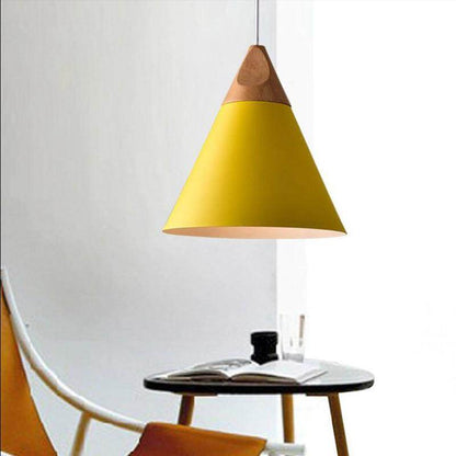 Nordic Combined Bar Real Wood Pendant Lights Multicolor Aluminum Lamp Shade Pendant Lamps for Dining Room Home Lighting Fixture