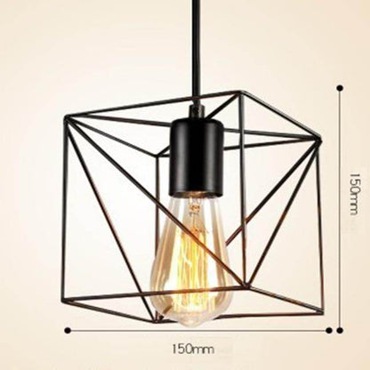 LED Indoor E27Modern Cage Pendant Light Iron Minimalist Retro Scandinavian Loft Pendant Lamp Metal Hanging RestaurantLamp