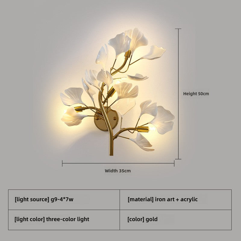 Luxury Acrylic Ginkgo Leaf Wall Lamp Living Room Background Creative Wall Light Foyer Hallway Bedroom Nordic Light