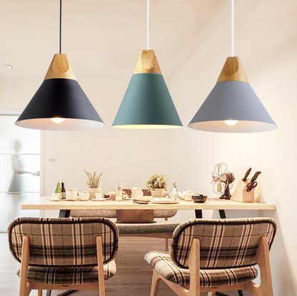Nordic LED Pendant Lights Dining Room Pendant Lamp Modern Colorful Restaurant Kitchen Coffee Bedroom Loft Hanglamp Wood E27