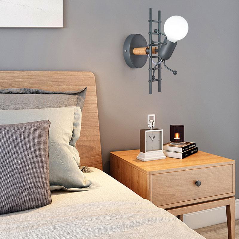 Iron Led Wall Lamp American Creative Wall Lights Metal Cartoon Robot Sconce Wall Light bedroom Children room Luminaire