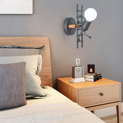 Iron Led Wall Lamp American Creative Wall Lights Metal Cartoon Robot Sconce Wall Light bedroom Children room Luminaire