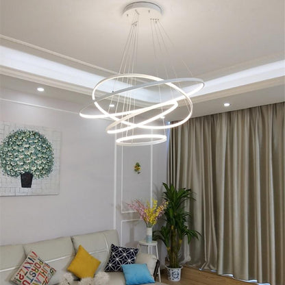 Aluminum Circle Rings Modern LED Chandelier lighting White&Black&Gold Lustre Living Kitchen Dining room nordic lamp luminarias