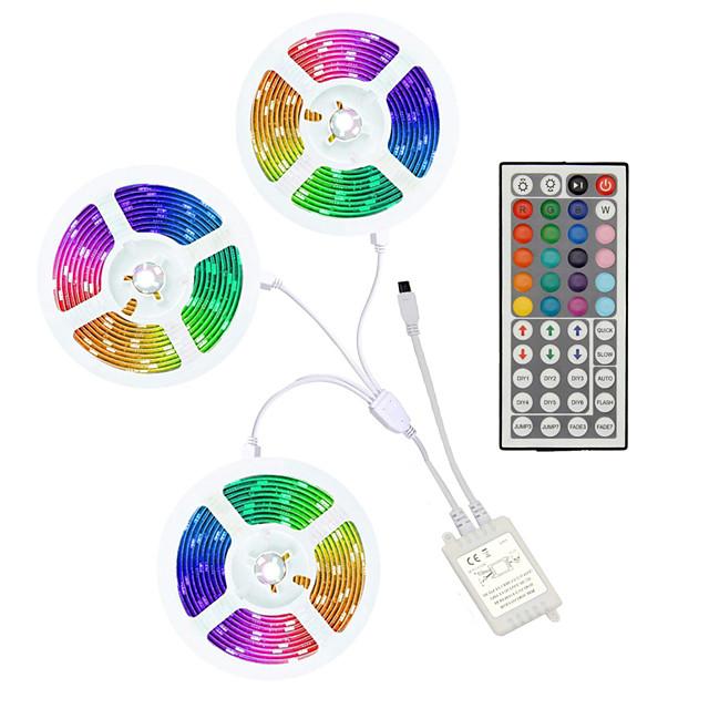 15m 3x5m LED Light Strips RGB Tiktok Lights 5050 SMD 450 Leds 10mm Strip Fexible Light Led Tape not-waterproof DC 12V 450leds with 44key IR Remote Controller Kit