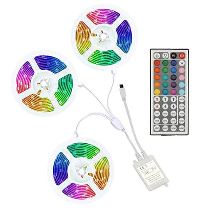 15m 3x5m LED Light Strips RGB Tiktok Lights 5050 SMD 450 Leds 10mm Strip Fexible Light Led Tape not-waterproof DC 12V 450leds with 44key IR Remote Controller Kit