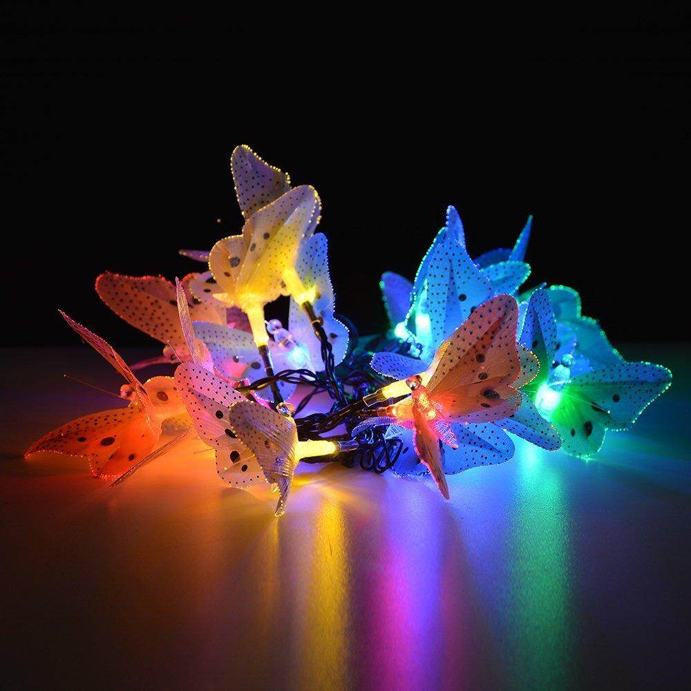 12/20 Led Solar Powered Butterfly Fiber Optic Fairy String Lights Waterproof Christmas Outdoor Garden Holiday Decoration Lights
