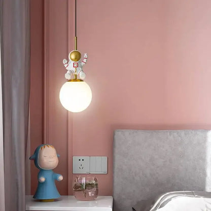Modern LED Bedside Pendant Lamp Astronaut Chandelier for Child's Room Bedroom Moon Night Light Home Decor Light Fixture Lustre