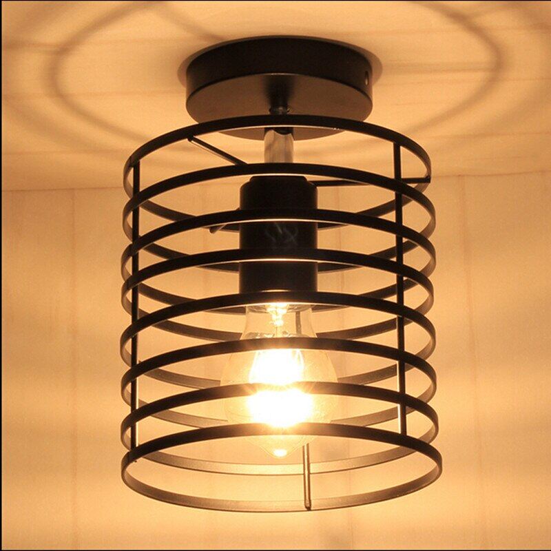 Retro Indoor Lighting Vintage Ceiling Light LED Lights More Kinds Iron Cage Lampshade Warehouse Style Light Fixture