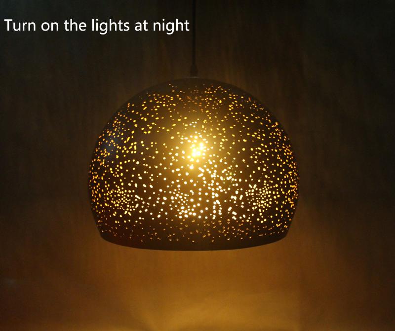 Vintage Pendant Light Iron Loft Nordic Porous Etching Lampshade