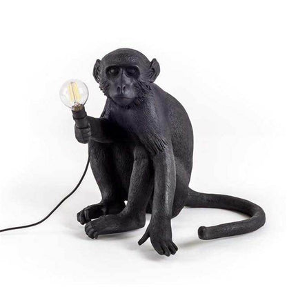 Modern Black Monkey Lamp Hemp Rope Pendant Lights American Country Resin Loft Industrial Hanging Luminaire Home Decor