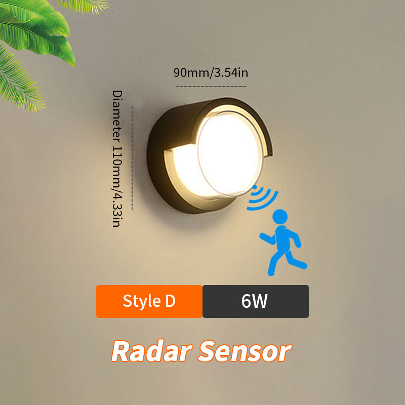 LED Wall Lamp Lighting Radar Motion Sensor 6/12W Suitable For Indoor Outdoor Home Decoration