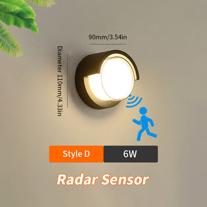 LED Wall Lamp Lighting Radar Motion Sensor 6/12W Suitable For Indoor Outdoor Home Decoration
