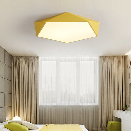 Modern LED Ceiling Lamp Geometric Polygon Iron Metal PVC Indoor Lighting Bedroom Dining Room Decoration Light Fixture