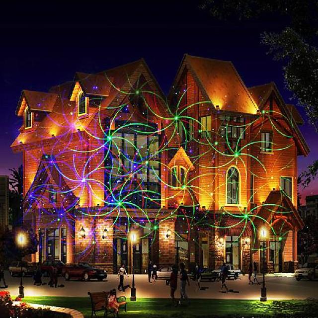 1pcs x-35p-b 8 patterns in 1 rgb  dots star christmas laser light projector outdoor garden laser christmas lights with rf remote control and security lock