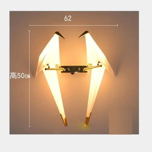 Modern Paper Crane Metal Vintage Chandelier Hanging Light Restaurant Living Dining Children's Room LED Bird Design Pendant Lamp