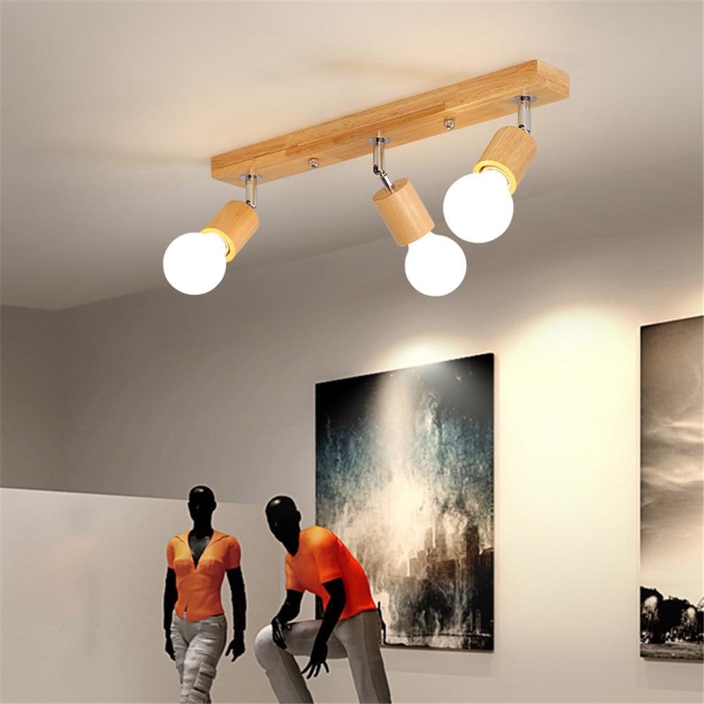 Modern Wood Metal Ceiling Lamp 39cm LED Coffe Bar Shop rRestaurant Decoration TV Background Lighting Light Fixture