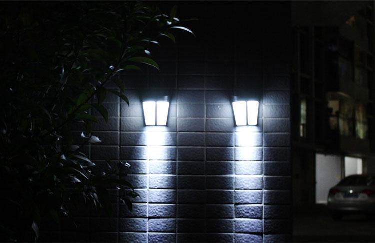 1pc New High Quality Wall Lamp Solar Light 6 LED Outdoor Garden Wall Path Yard Landscape Lighting Cool White Warm RGB changeable