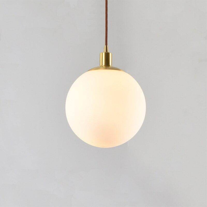 Nordic Loft Brass Single-head Glass Ball Pendant Lamps E27 LED Hanging Light For Kitchen Living Room Bedside Bathroom Hotel Room